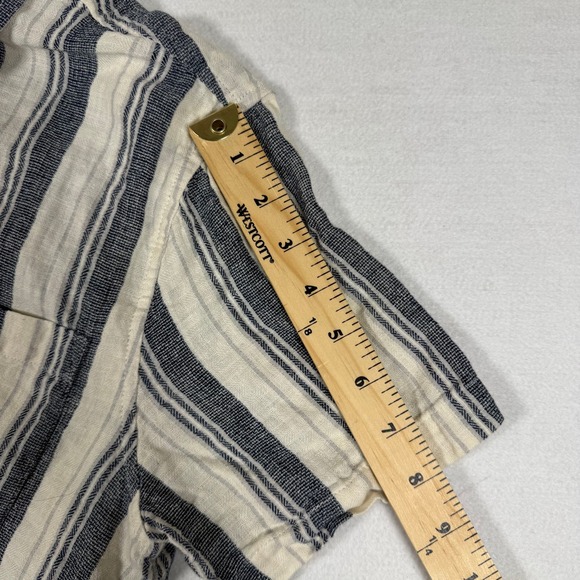 Goodfellow & Co Mens Linen Blend Striped Short Sleeve Button Down Shirt Small - Picture 6 of 9
